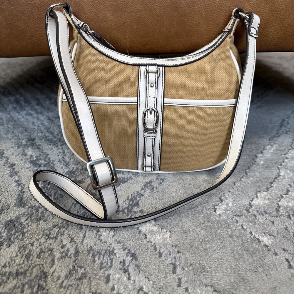 Etienne Aigner Linen Purse/Handbag Faux Leather Linen Blend Shoulder Bag